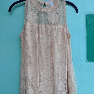 Blush lace midi dress